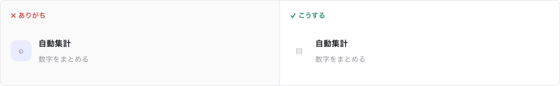 淡色の角丸箱に乗せたアイコンと、素の線アイコンの比較