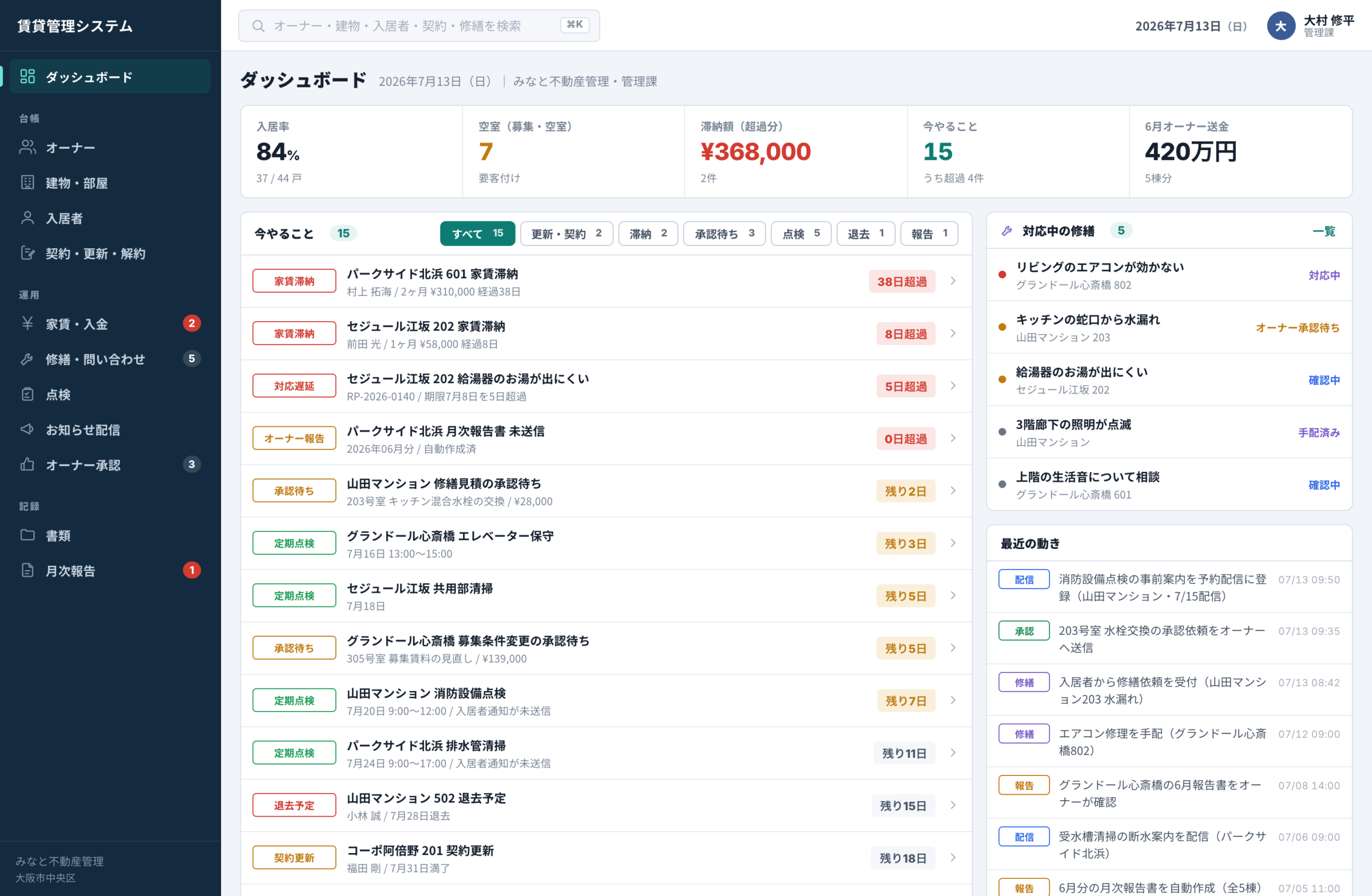管理会社ダッシュボード
